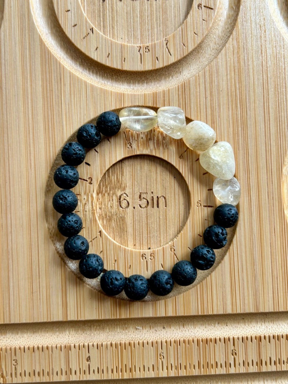 Beaded Lava Stone and Citrine Stretch Bracelet